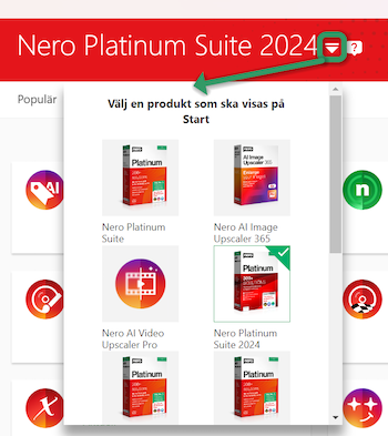 Nero-Start-Välj-produkt-Skärmdump-Svenska